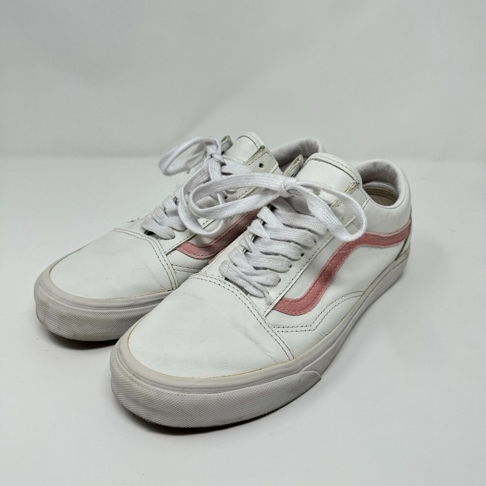 Vans Old Skool Velvet Stripe Powder Pink True White Sneakers Women's Size 9.5